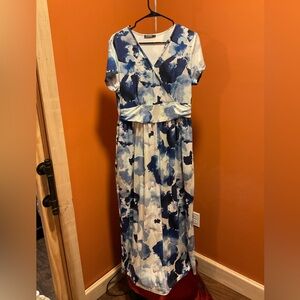 Elegant Blue and White Women's Dress